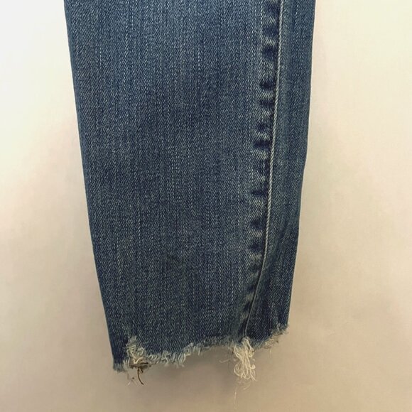 Madewell Womens Jeans 9” High Rise Skinny Distressed Raw Hem Size 26 Medium Wash - Picture 2 of 9